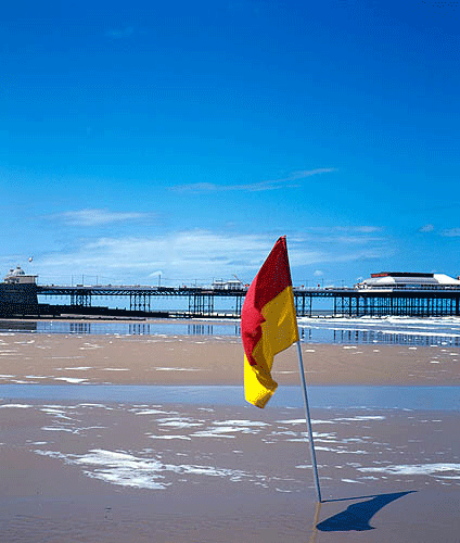 Cromer Beach with Lifeguard Flag
